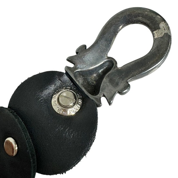 BB Simon Black Leather Belt XL Disc Grommet Stud Biker Moto Edgy Grunge - Picture 7 of 7